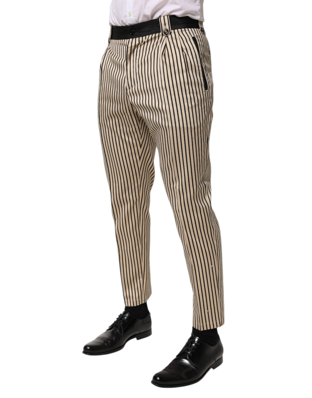 Dolce & Gabbana Βαμβακερό Παντελόνι slim fit με Ρίγες σε Μπεζ