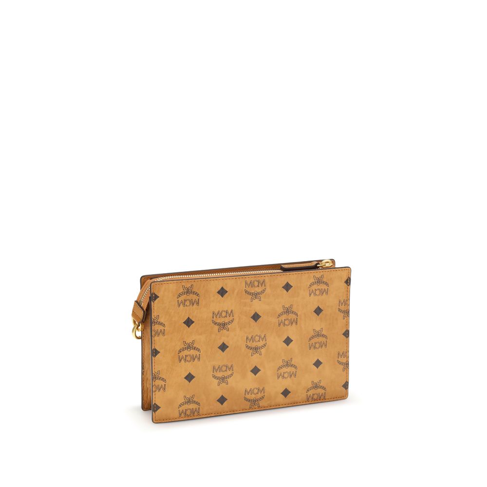 MCM Shoulder Bag με Visetos Canvas σε Καφέ