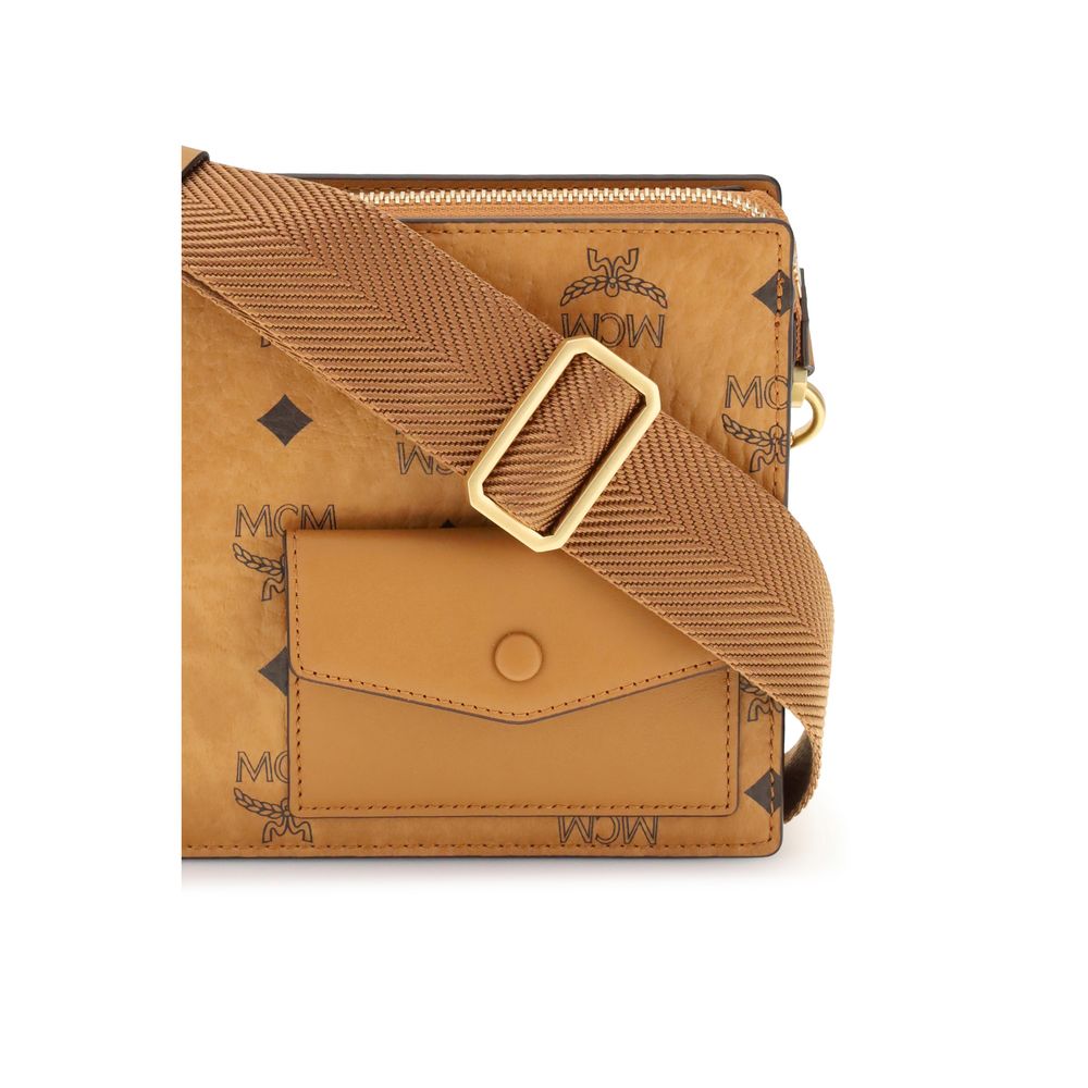 MCM Shoulder Bag με Visetos Canvas σε Καφέ