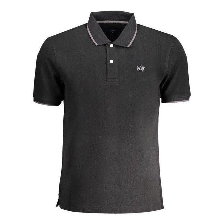 La Martina Black Cotton Men's Polo Shirt - Luxury Fashion | Mens Edit