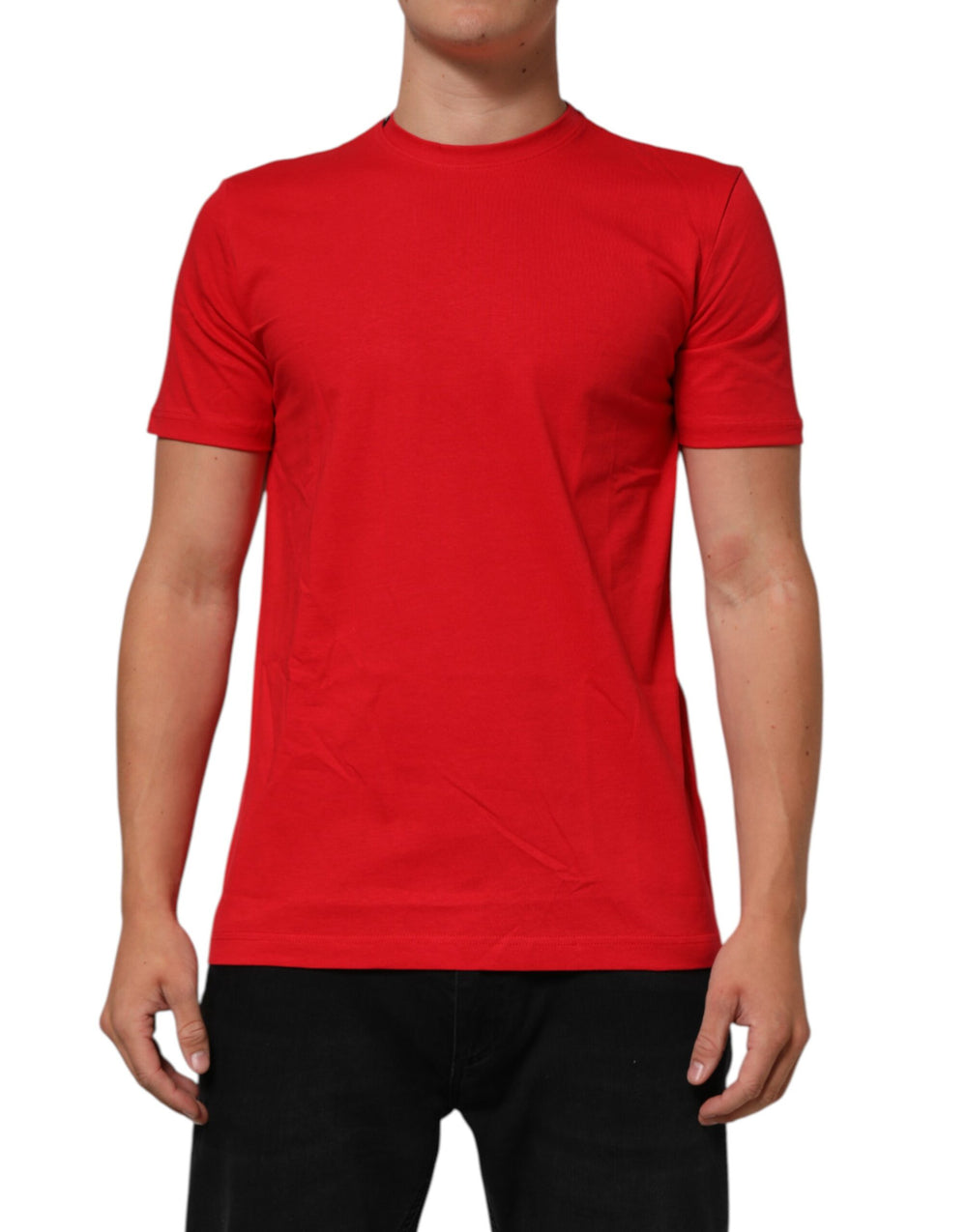 Dolce & Gabbana 100% Cotton Crew Neck T-shirt in Red