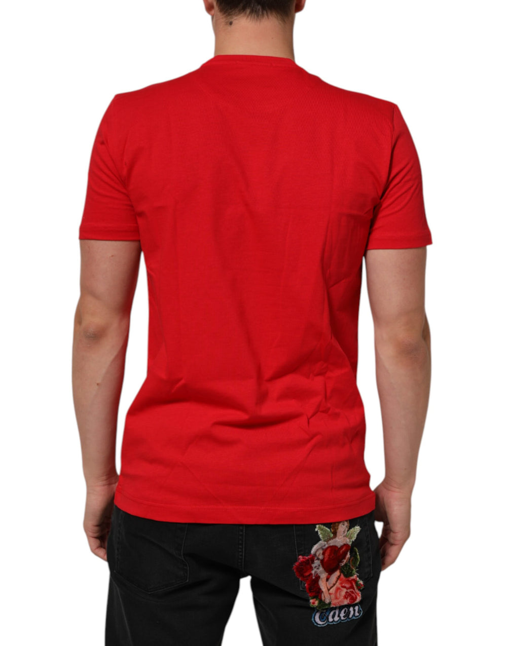 Dolce & Gabbana 100% Cotton Crew Neck T-shirt in Red