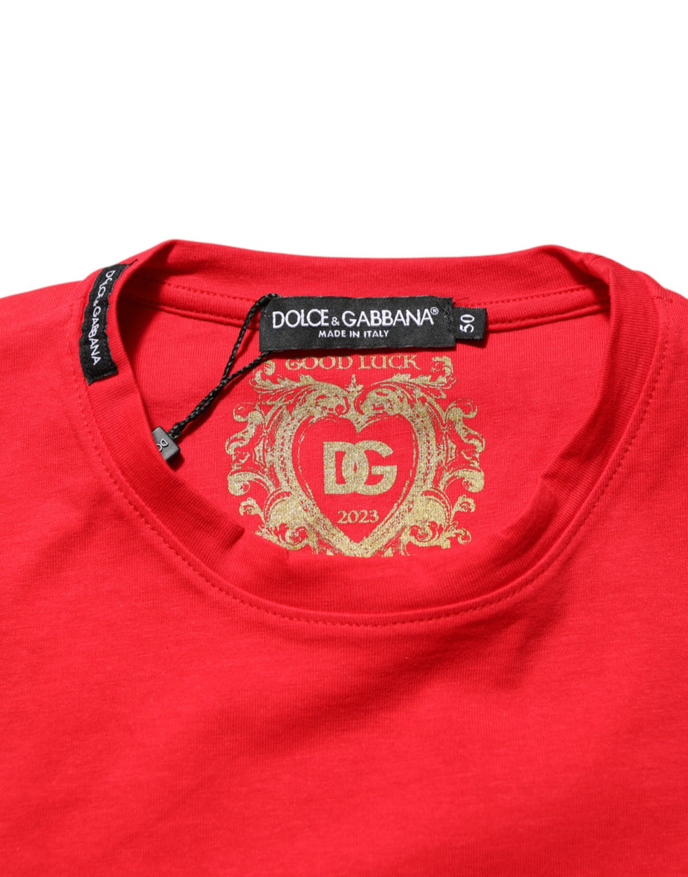 Dolce & Gabbana 100% Cotton Crew Neck T-shirt in Red