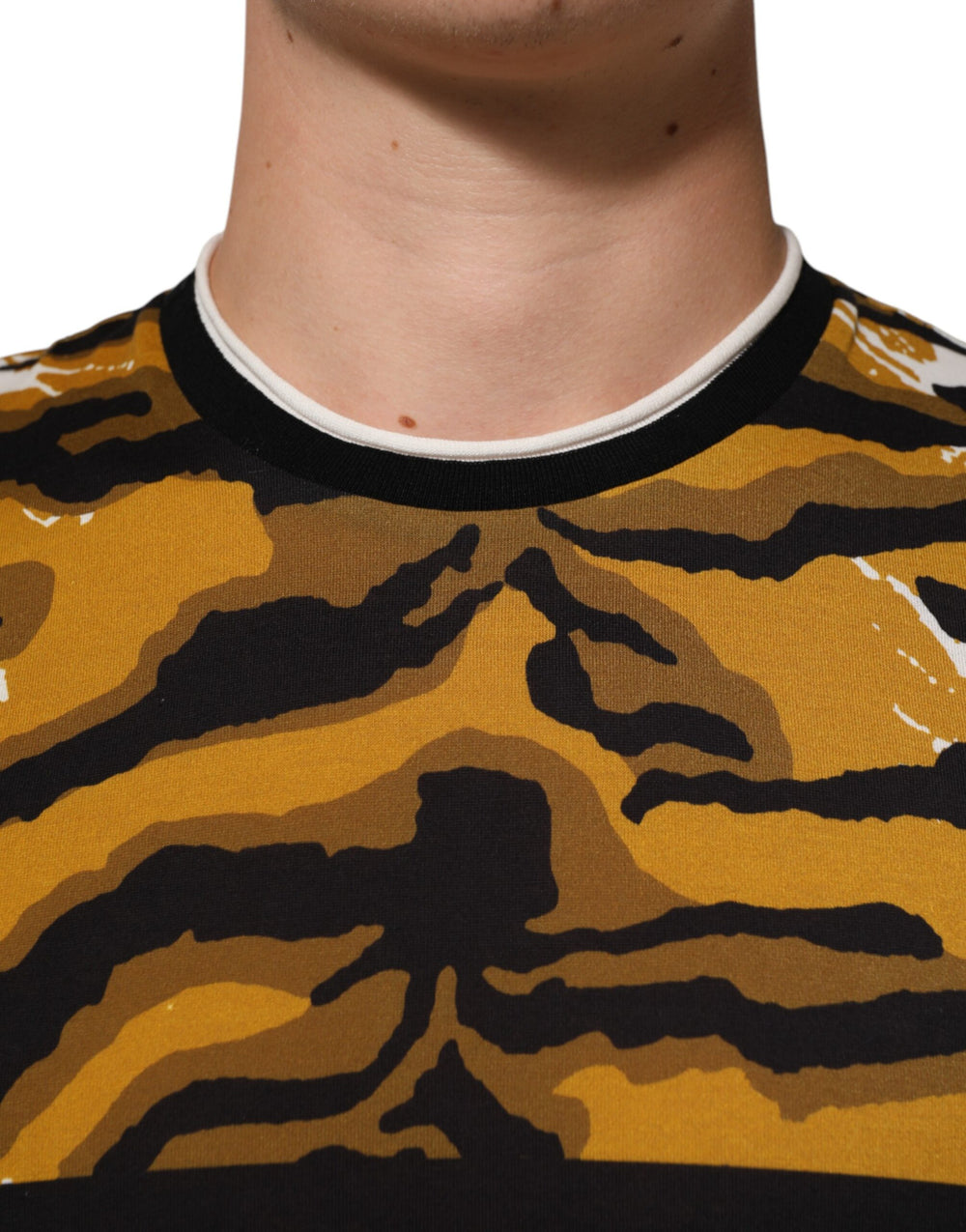 Dolce & Gabbana Multicolor Leopard Palm Leaf Cotton T-shirt