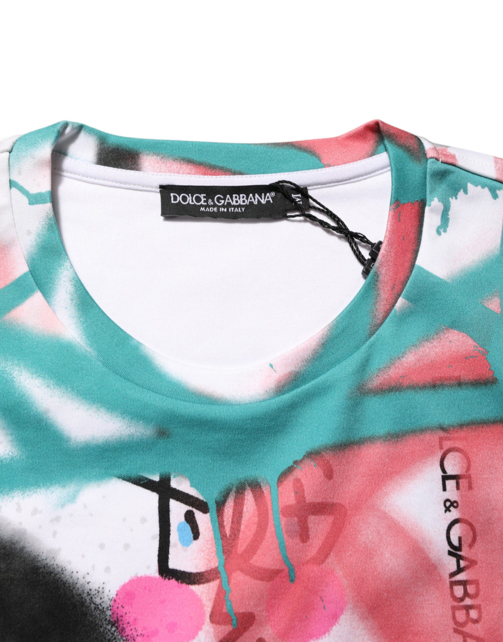 Dolce & Gabbana Cotton Graffiti Crew Neck T-Shirt in White