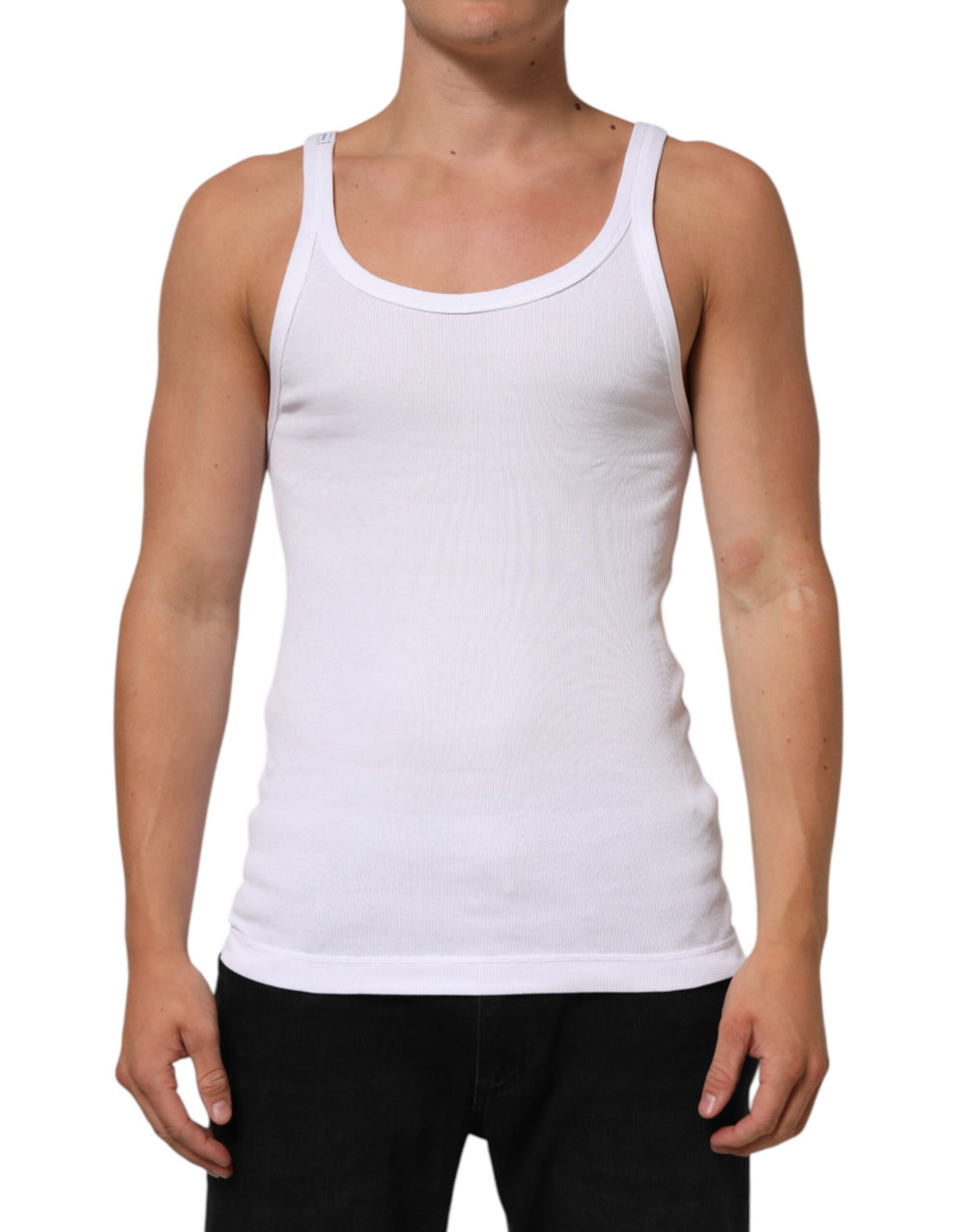 White Sleeveless Round Neck Tank Top T-shirt mens luxury fashion - Mens Edit