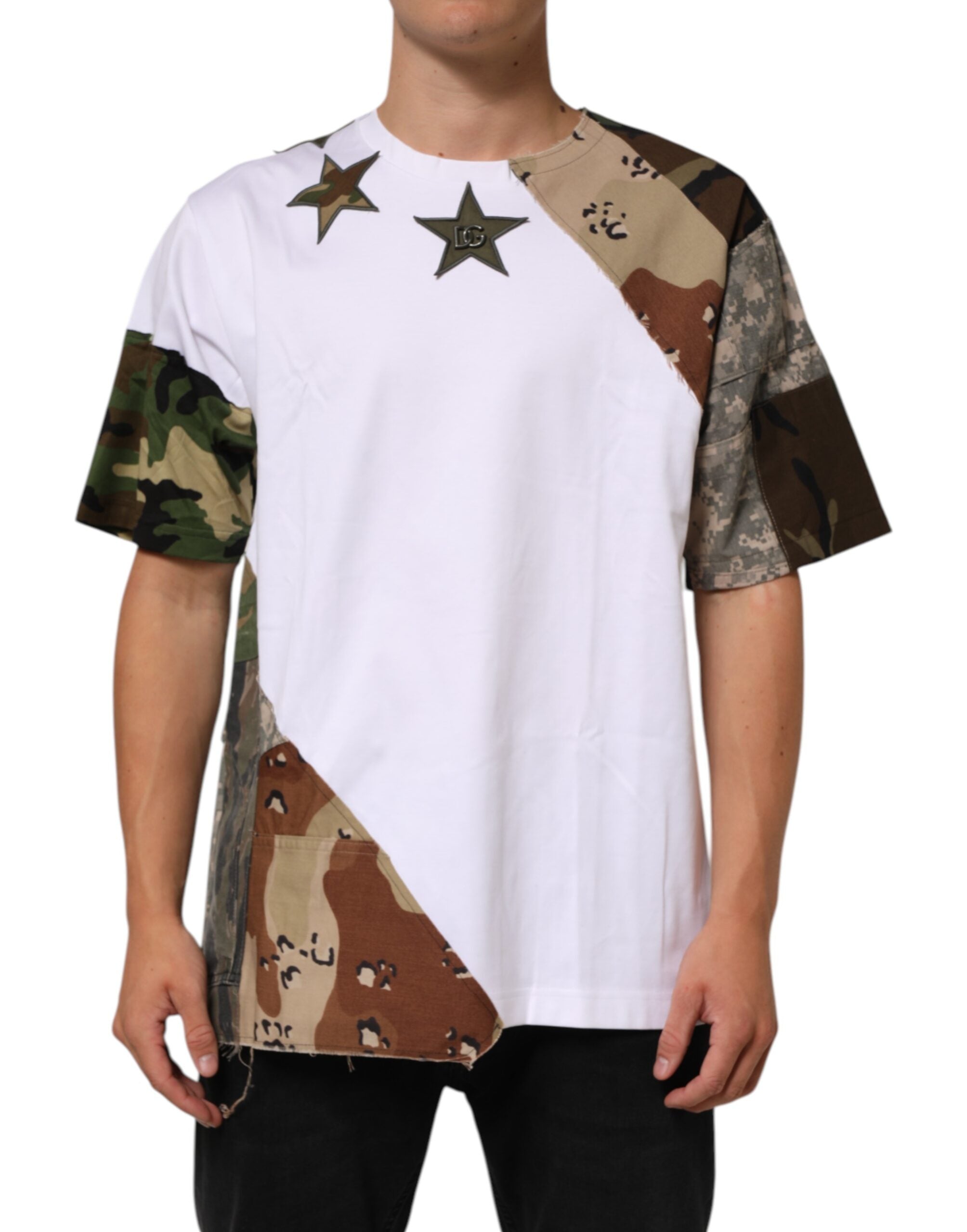 White Camouflage Patckwork Men Cotton T-shirt mens luxury fashion - Mens Edit