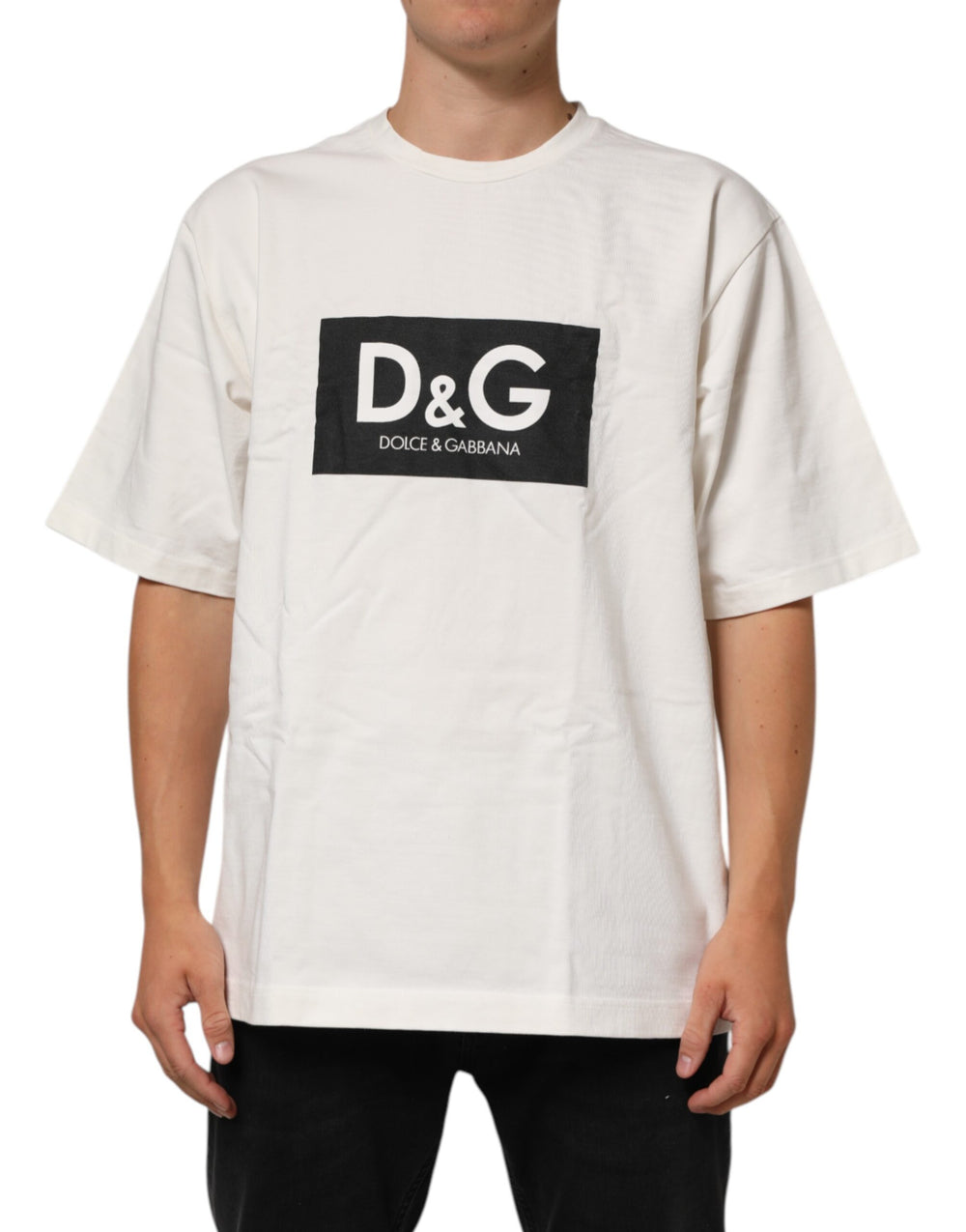 Dolce & Gabbana 100% Cotton Crew Neck T-shirt in White