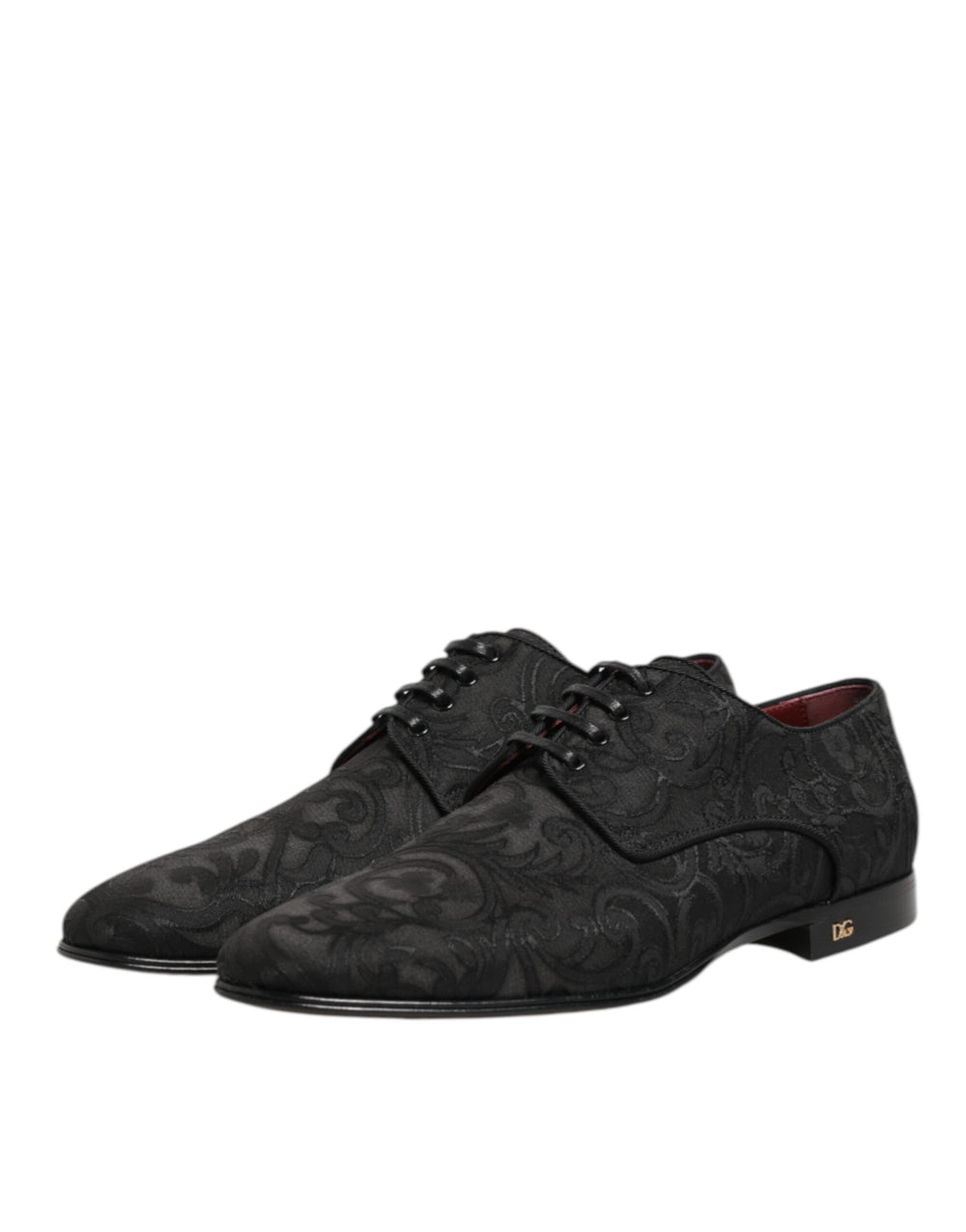 Dolce & Gabbana Brocade Lace-Up Derby Shoes in Black