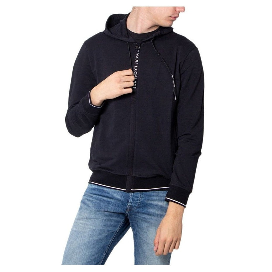 Armani Exchange Black Cotton Men's Hoodie - Designer Fashion | Mens Edit