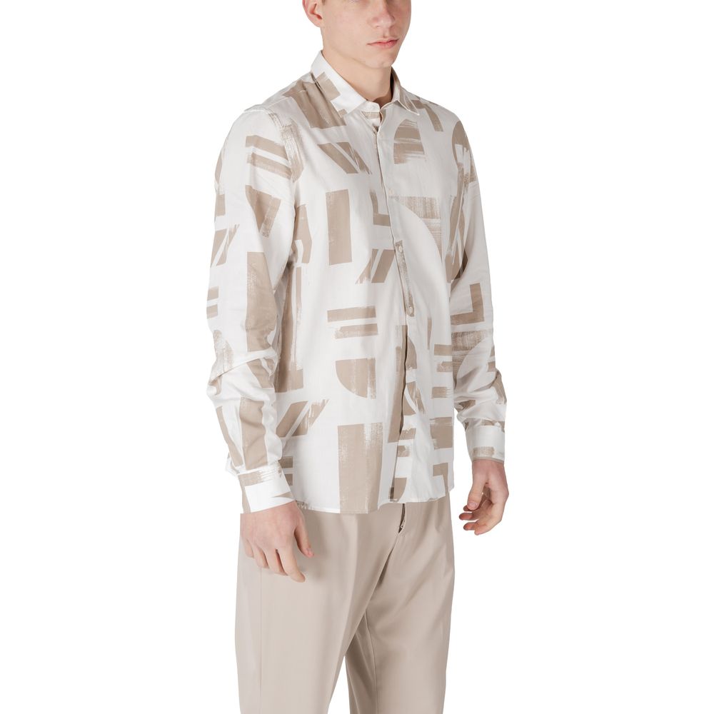 Beige Viscose Pattern Shirt