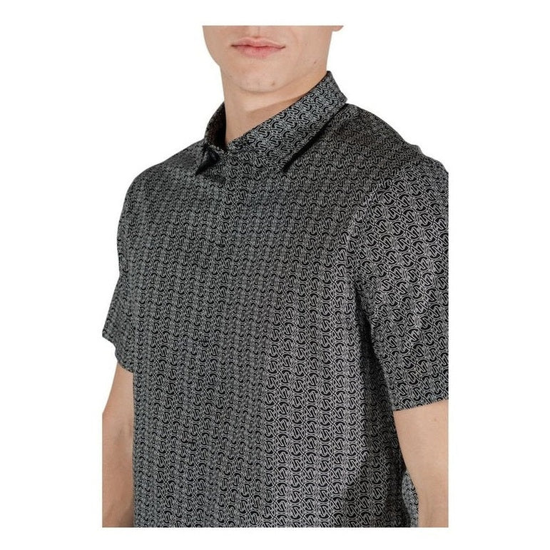 Armani Exchange Cotton Blend Short-Sleeve Shirt in Black