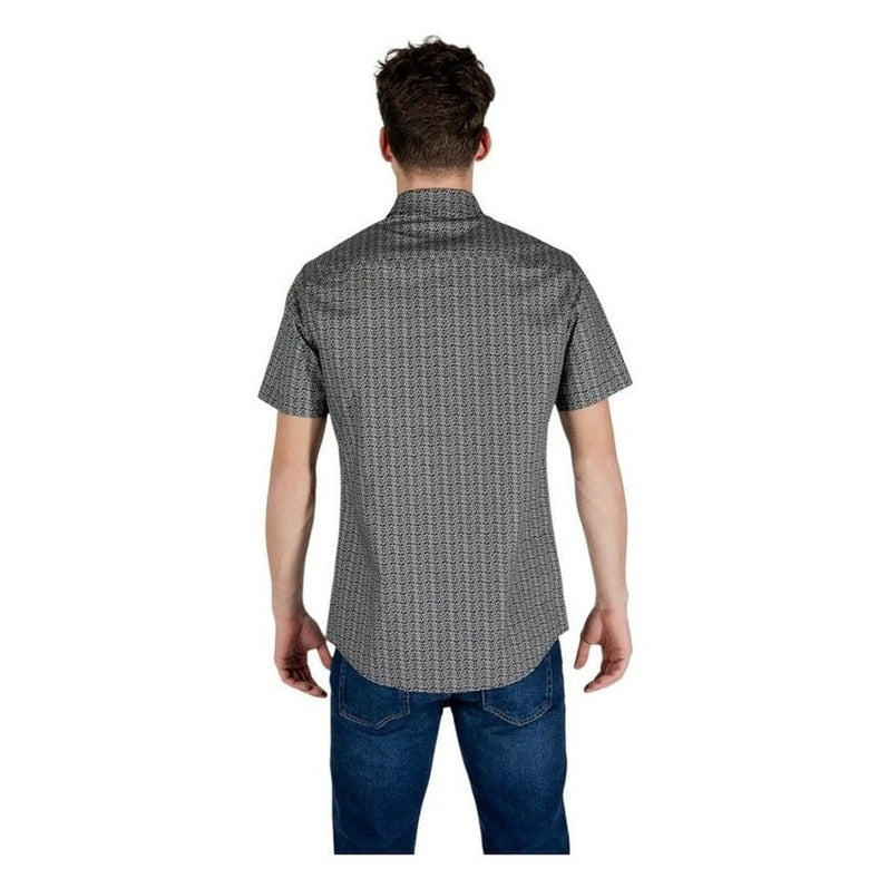 Armani Exchange Cotton Blend Short-Sleeve Shirt in Black
