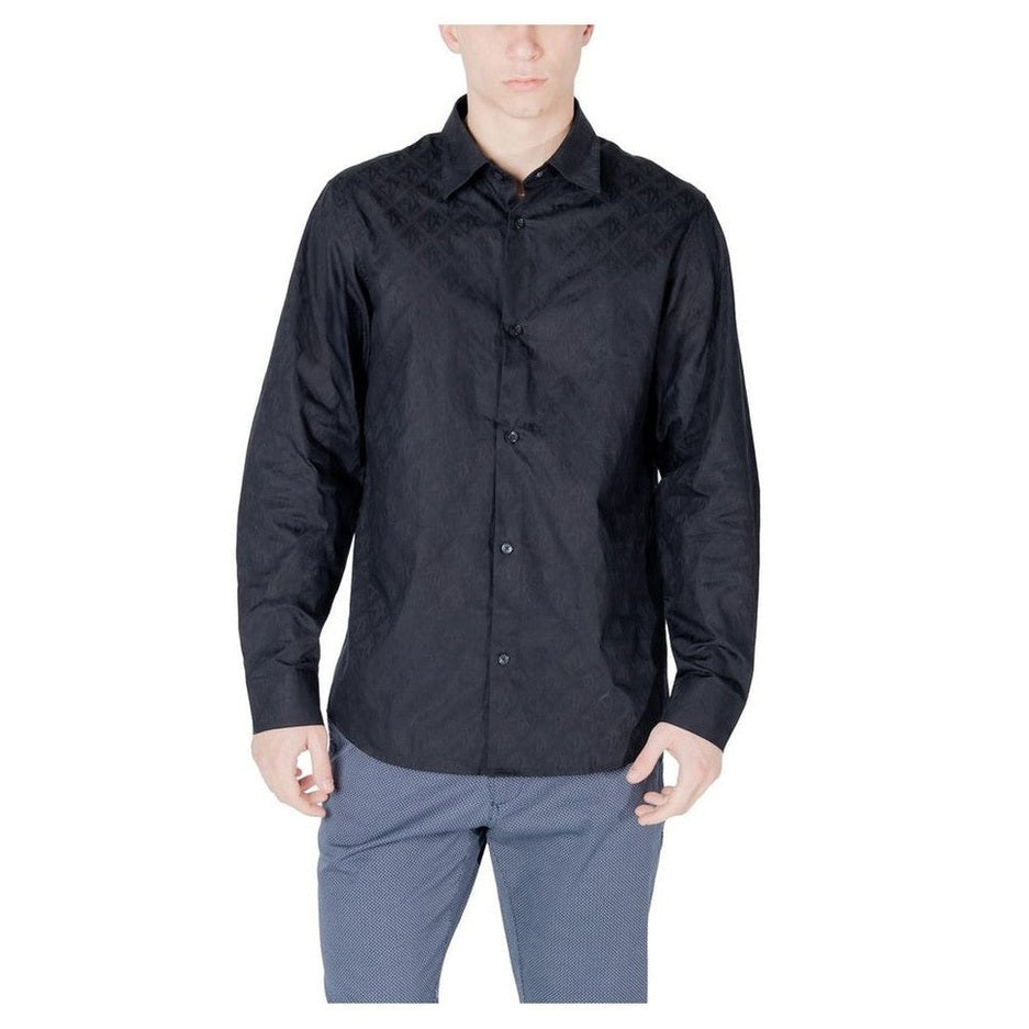 Armani Exchange Blue Cotton Men's Easy-Care Shirt - Designer | Mens Edit
