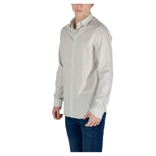 Armani Exchange Cotton Stretch Pattern Shirt in Cream