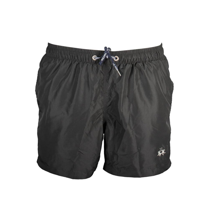 La Martina Quick-Dry Swim Trunk in Black mens luxury fashion - Mens Edit