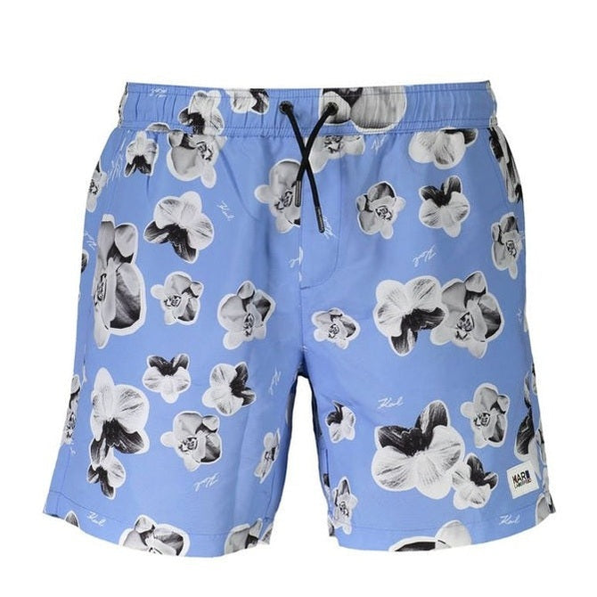 Karl Lagerfeld Light Blue Polyester Men's Swim Boxer Shorts - Designer | Mens Edit