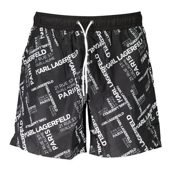 Karl Lagerfeld Black Polyester Men's Logo Swim Trunk - Designer | Mens Edit