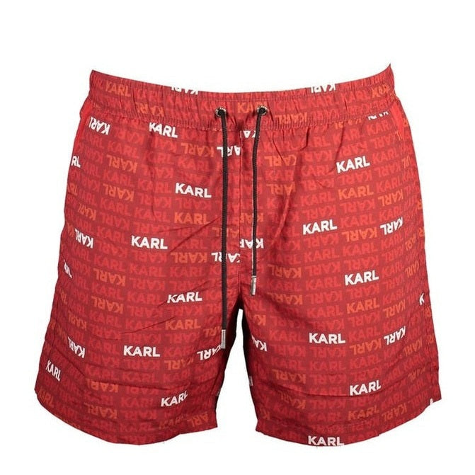 Karl Lagerfeld Red Polyester Men's QuickDry Swim Boxer - Designer | Mens Edit