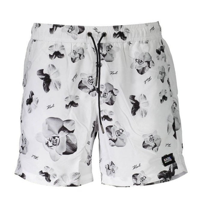Karl Lagerfeld White Polyester Men's Swim Boxer - Designer | Mens Edit
