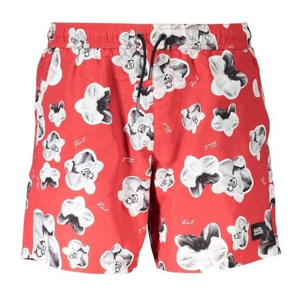 Karl Lagerfeld Red Polyester Men's Lightweight Swim Trunk - Designer | Mens Edit