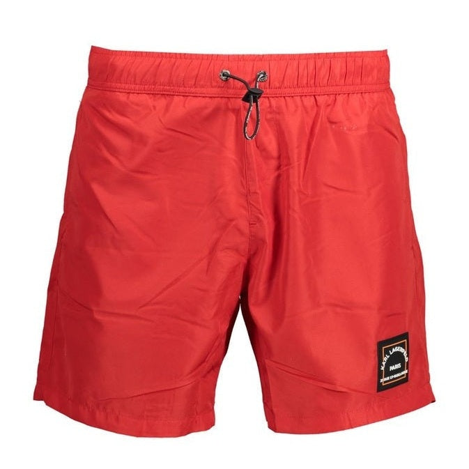 Karl Lagerfeld Red Polyester Men's QuickDry Swim Boxer - Designer | Mens Edit