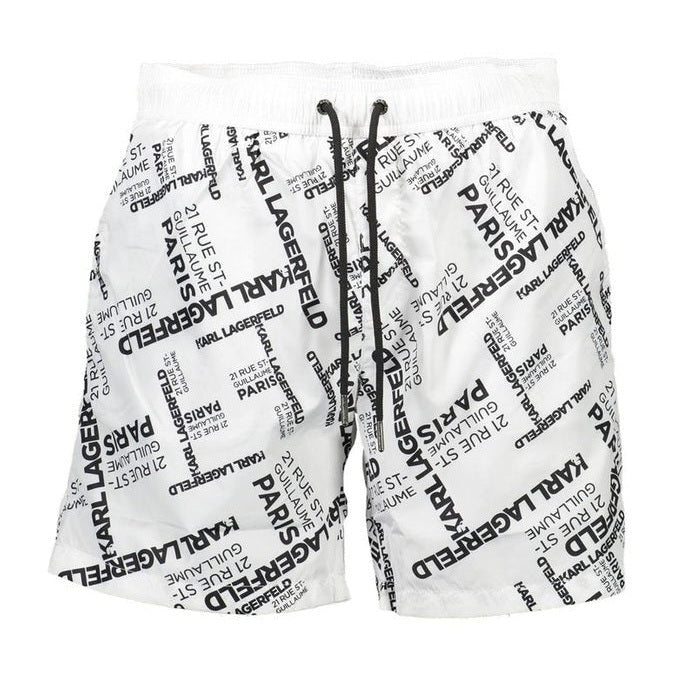 Karl Lagerfeld White Polyester Men's Swim Boxer Swimwear - Designer | Mens Edit
