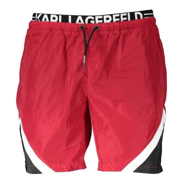 Karl Lagerfeld Red Polyester Men's Ribbed Swim Boxer - Designer | Mens Edit