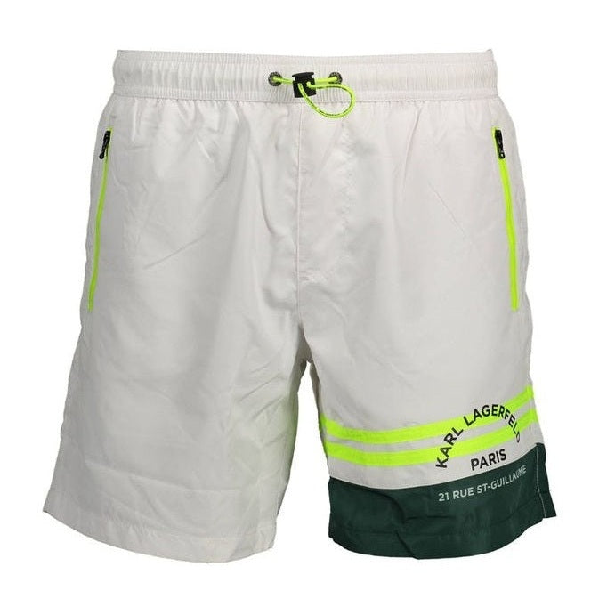 Karl Lagerfeld White Polyester Men's Swim Boxer - Designer | Mens Edit