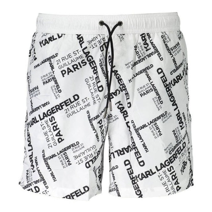 Karl Lagerfeld White Polyester Men's QuickDry Swim Boxer - Designer | Mens Edit