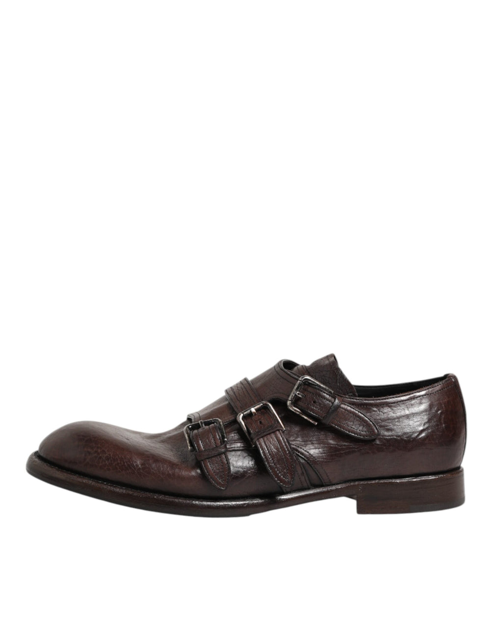 Dolce & Gabbana Brown Leather Monk Strap Derby Shoes
