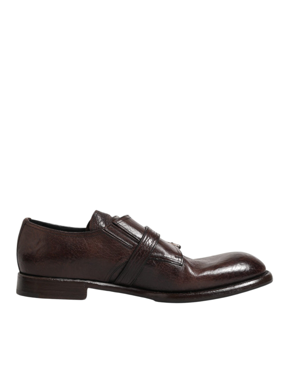 Dolce & Gabbana Brown Leather Monk Strap Derby Shoes