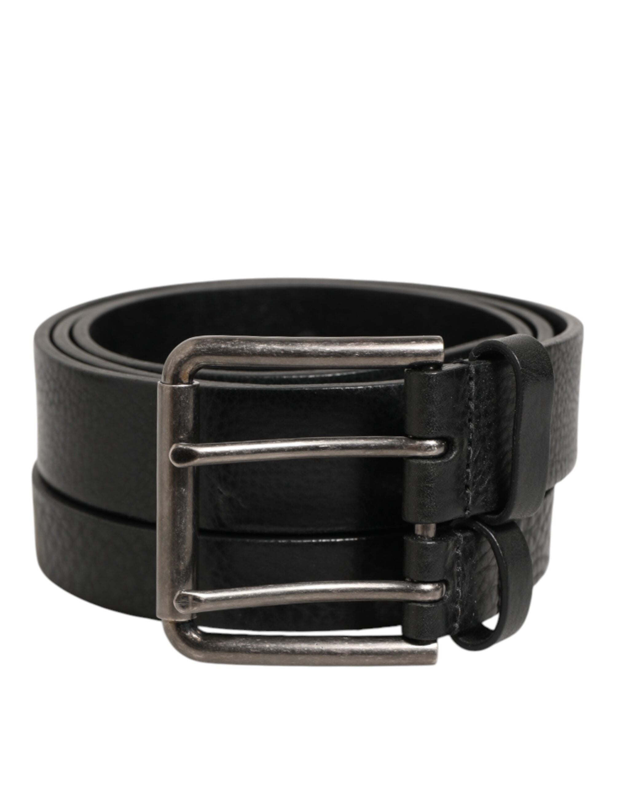 Dolce & Gabbana Double Strap Calf Leather Belt in Black