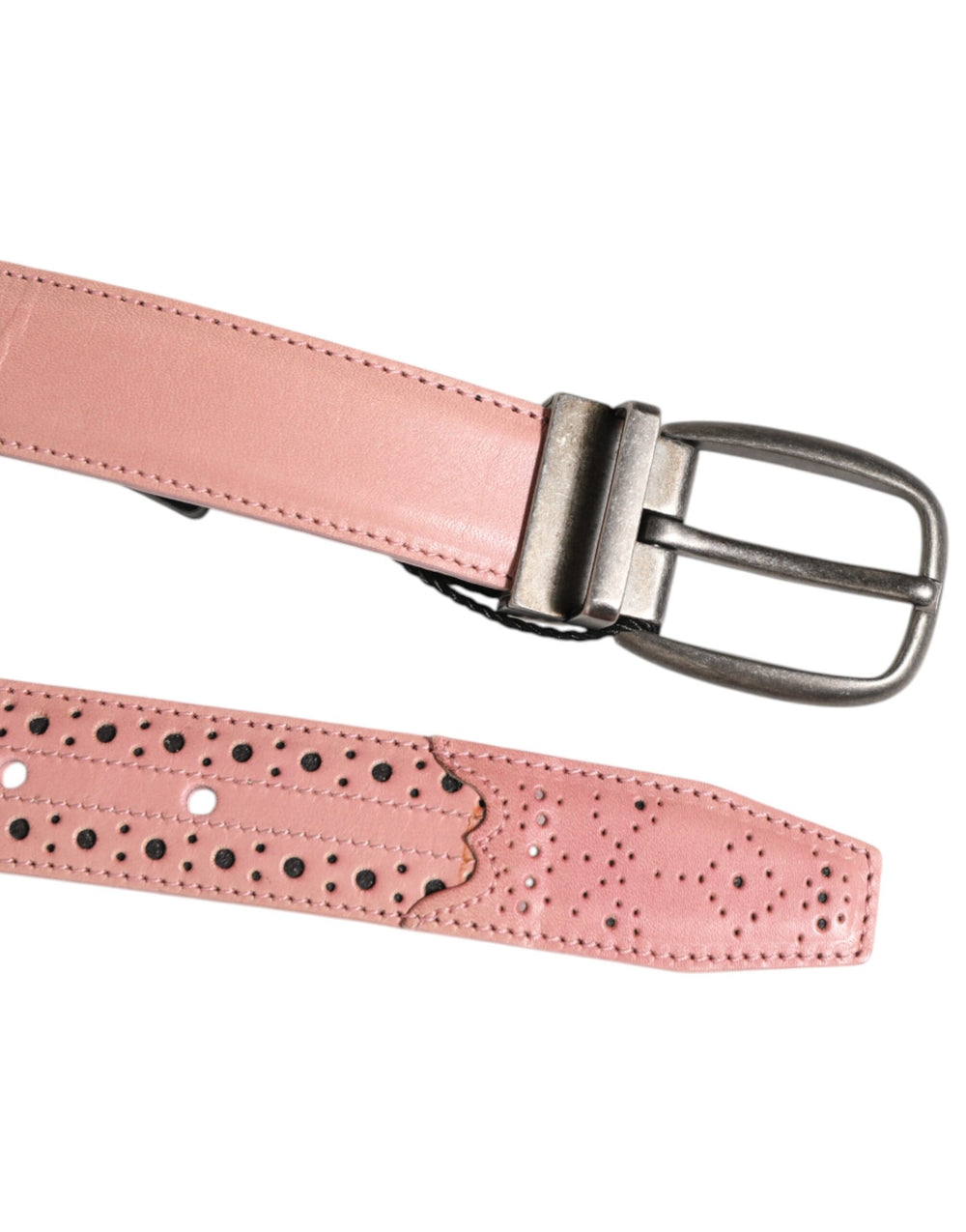 Dolce & Gabbana Calf Leather Perforated Belt in Pink