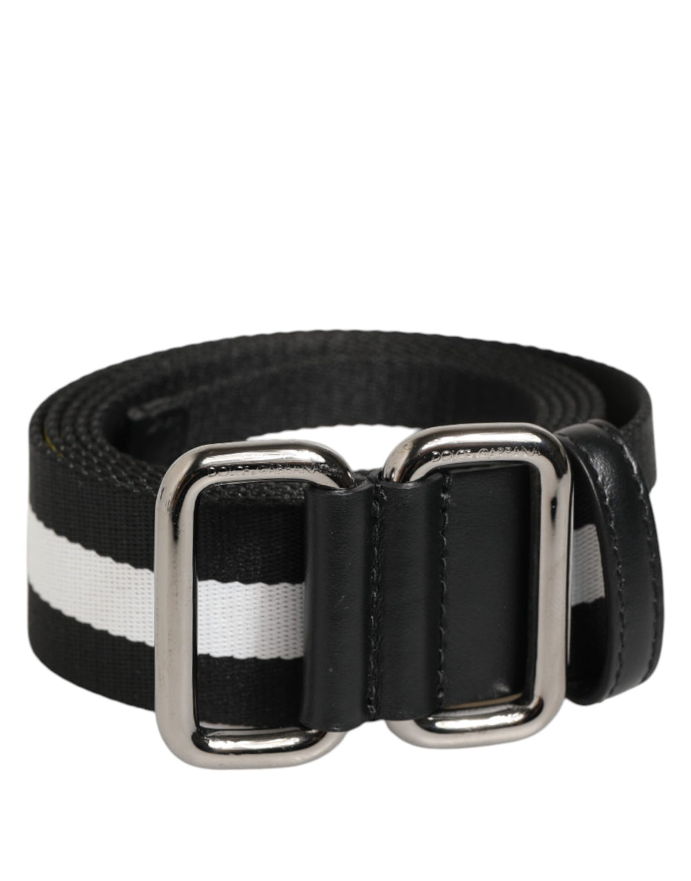 Dolce & Gabbana Striped Nylon Belt in Black and White