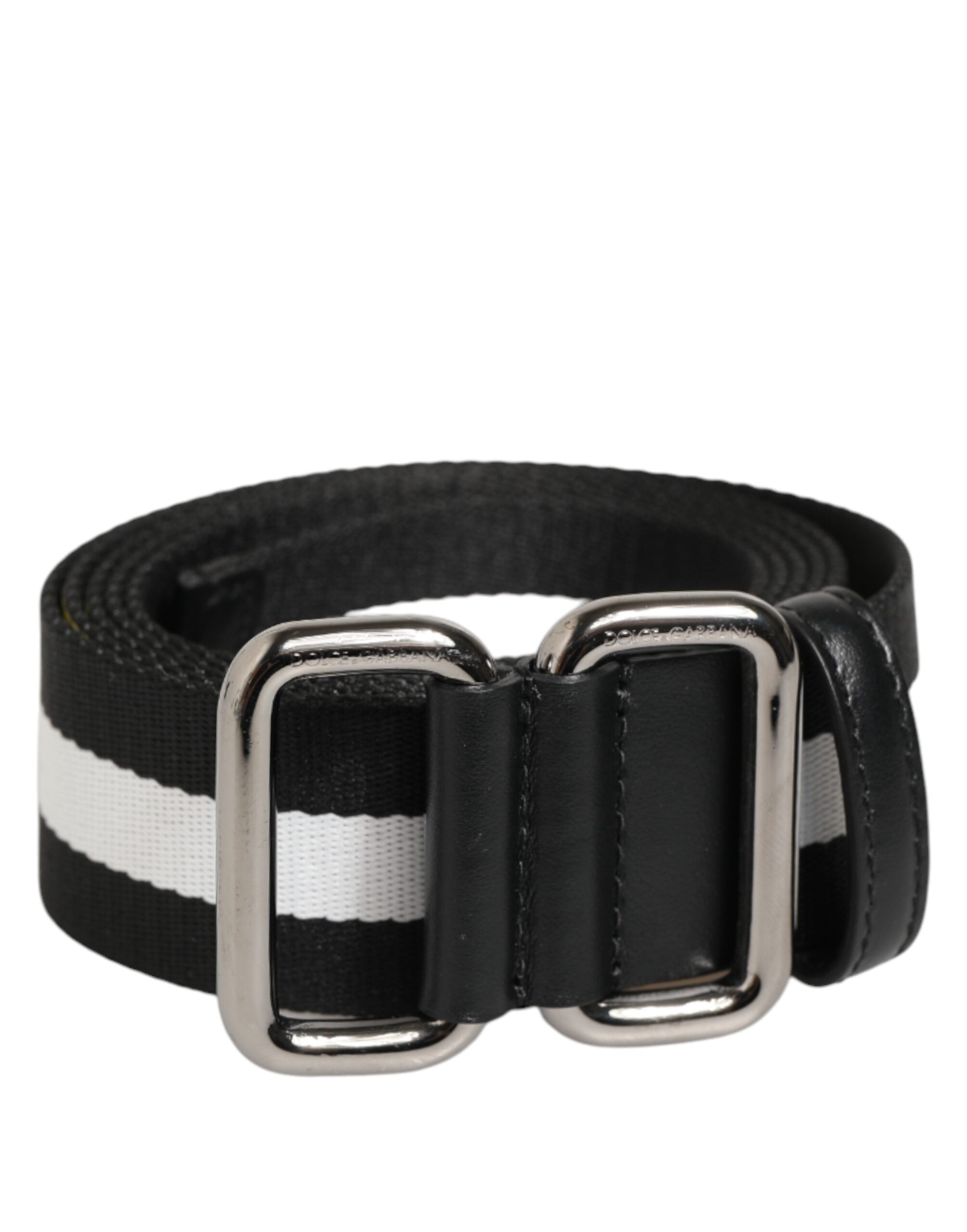 Black White Striped Metal Buckle Men Belt mens luxury fashion - Mens Edit