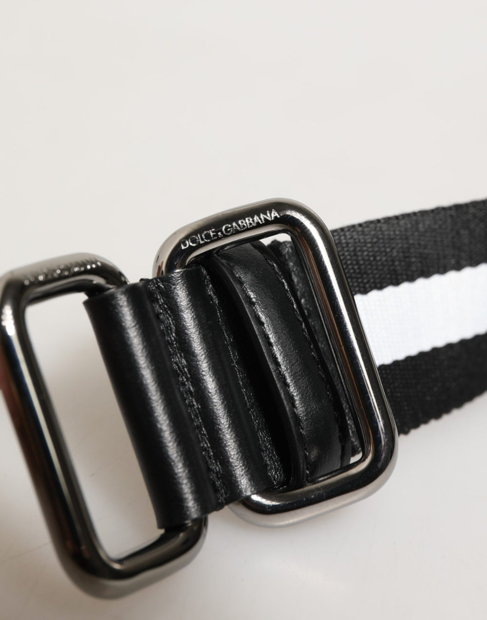 Dolce & Gabbana Nylon Belt in Black and White Stripe