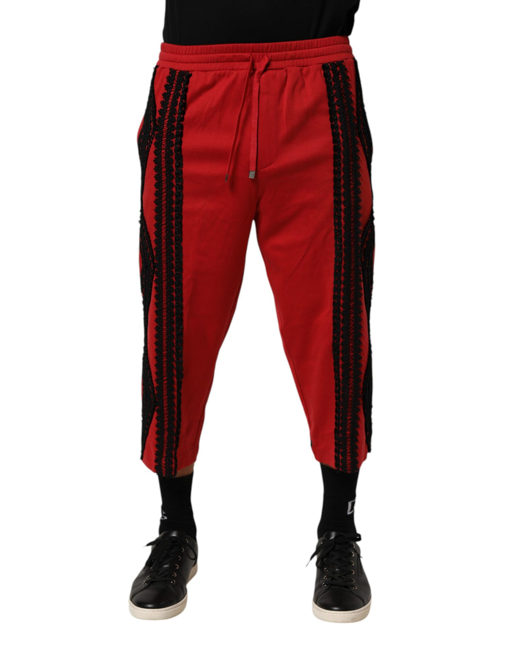 Dolce & Gabbana Embroidered Cropped Trousers in Red