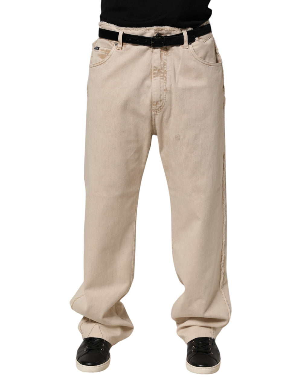 Dolce & Gabbana Cotton Straight-Leg Jeans in Beige