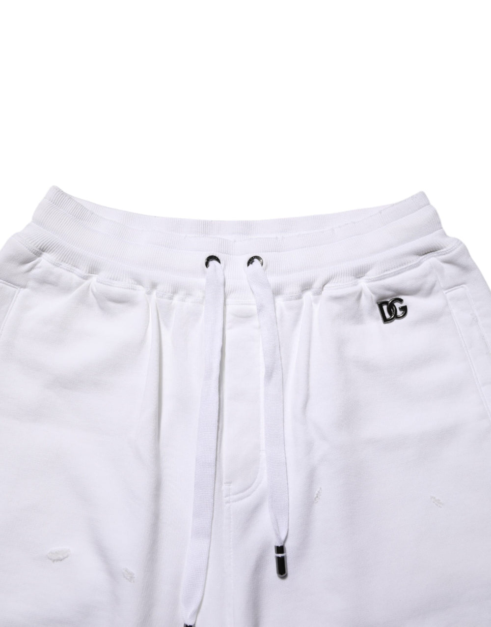Dolce & Gabbana Cotton Ripped Bermuda Shorts in White