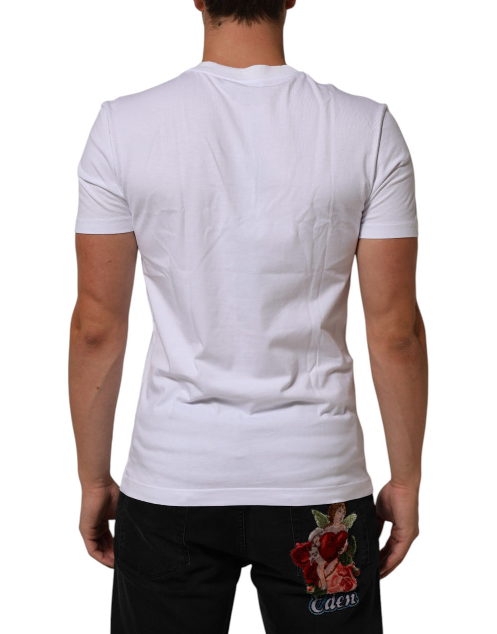 Dolce & Gabbana 100% Cotton Crew Neck T-shirt in White