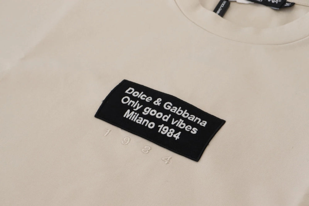 Dolce & Gabbana Βαμβακερό T-Shirt με Τύπωμα σε Ιβουάρ