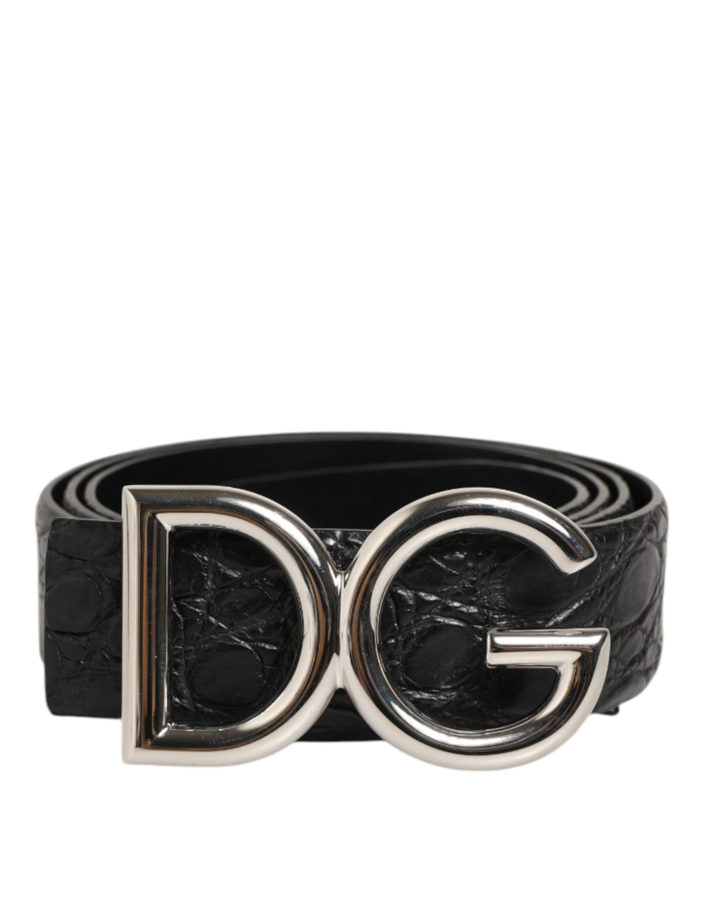 Dolce & Gabbana Caiman Leather Belt in Black