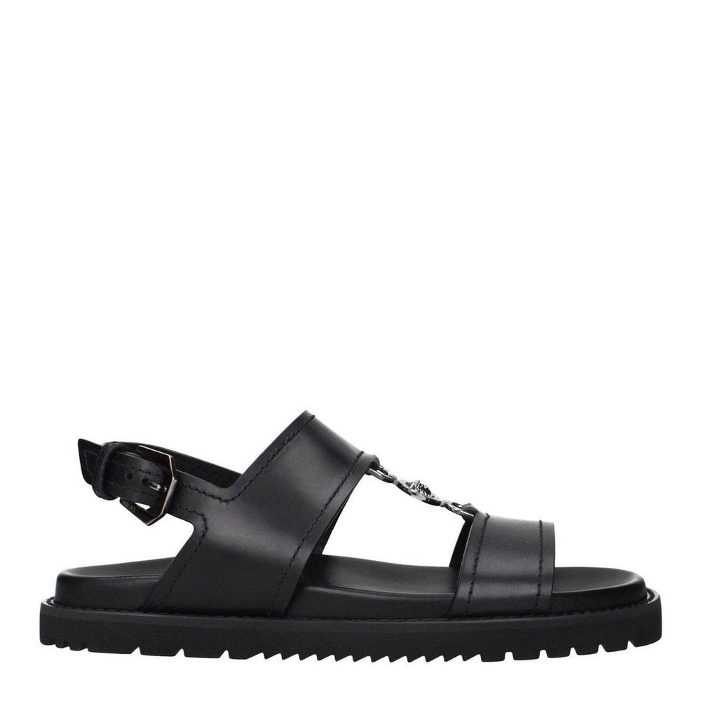Versace Black Leather Men's Sandals - Luxury Designer | Mens Edit