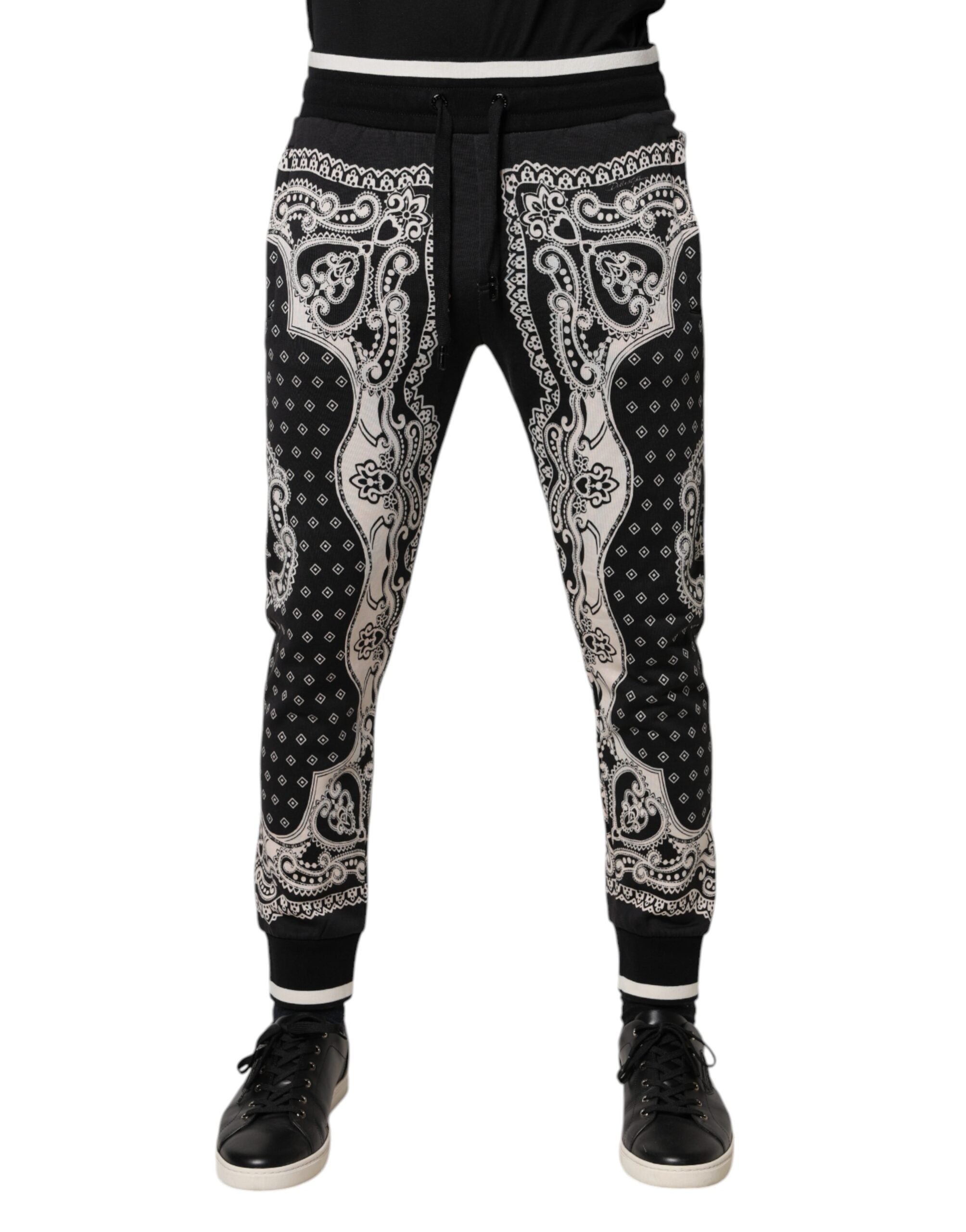 Dolce & Gabbana Cotton Bandana Print Jogger Pants in Black