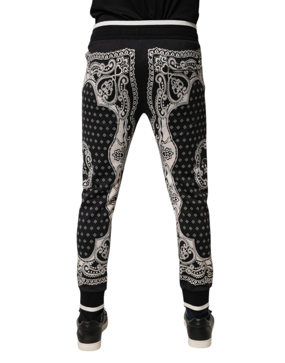 Dolce & Gabbana Cotton Bandana Print Jogger Pants in Black