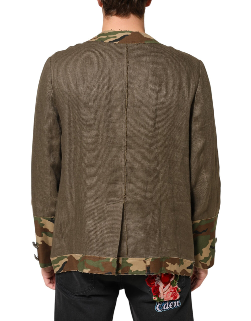 Dolce & Gabbana Linen Camouflage Jacket in Brown