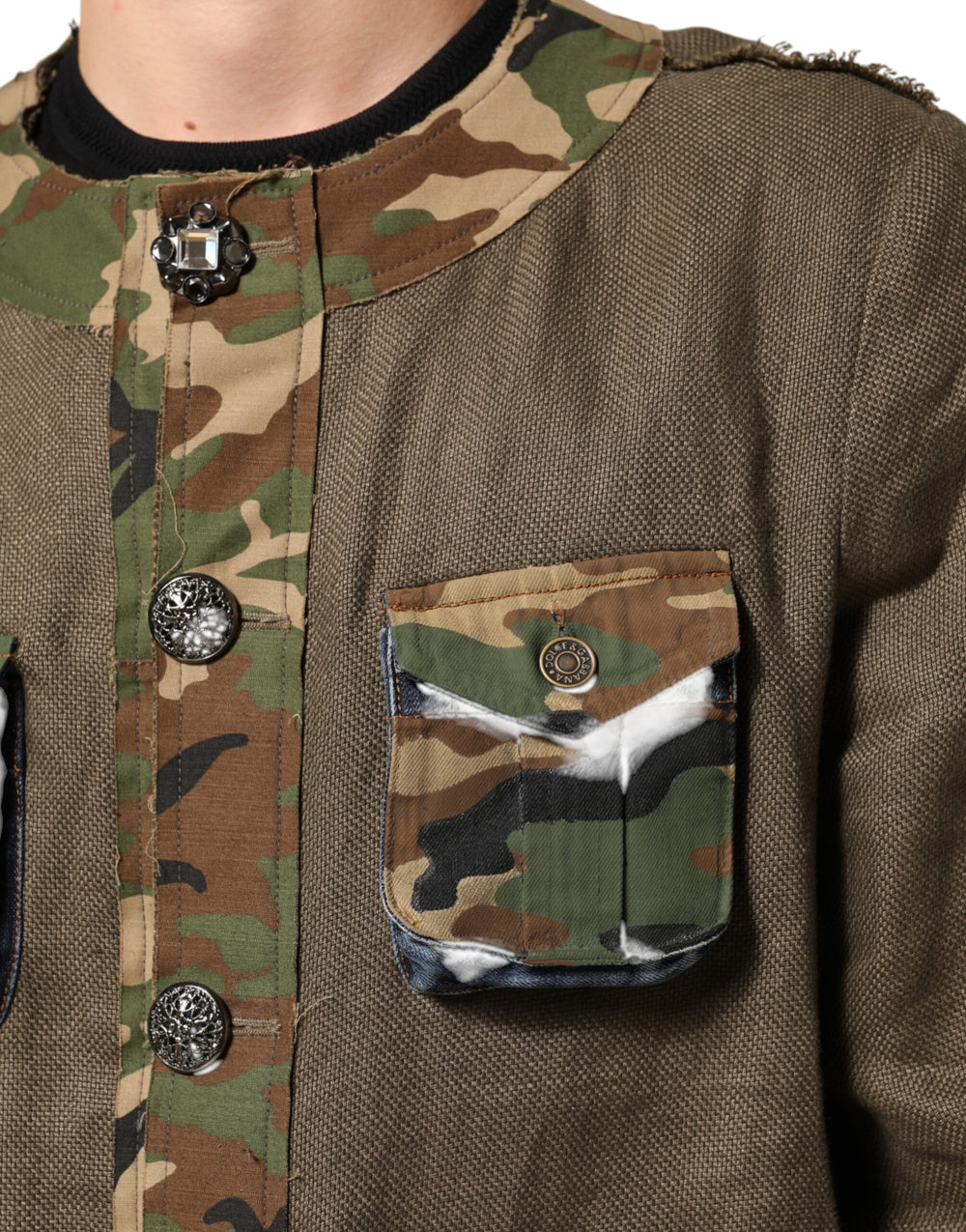 Dolce & Gabbana Linen Camouflage Jacket in Brown