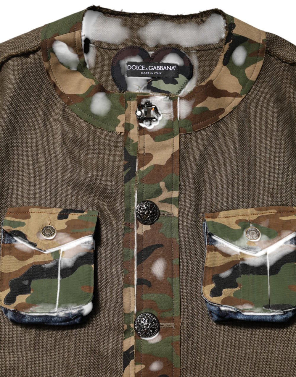Dolce & Gabbana Linen Camouflage Jacket in Brown