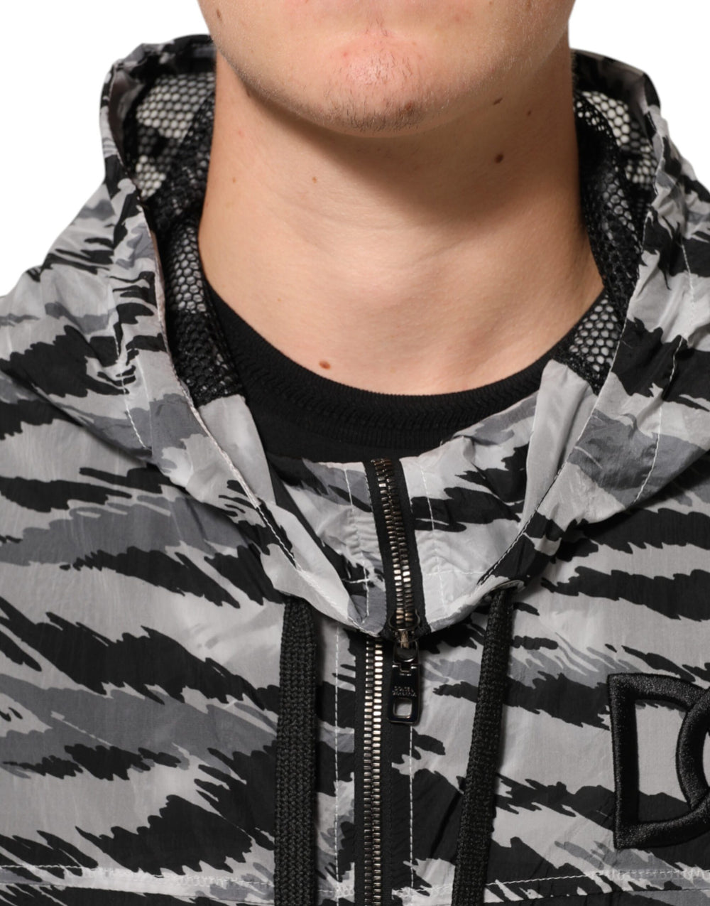 Dolce & Gabbana Hooded Sweatshirt Jacket in Grey Camouflage